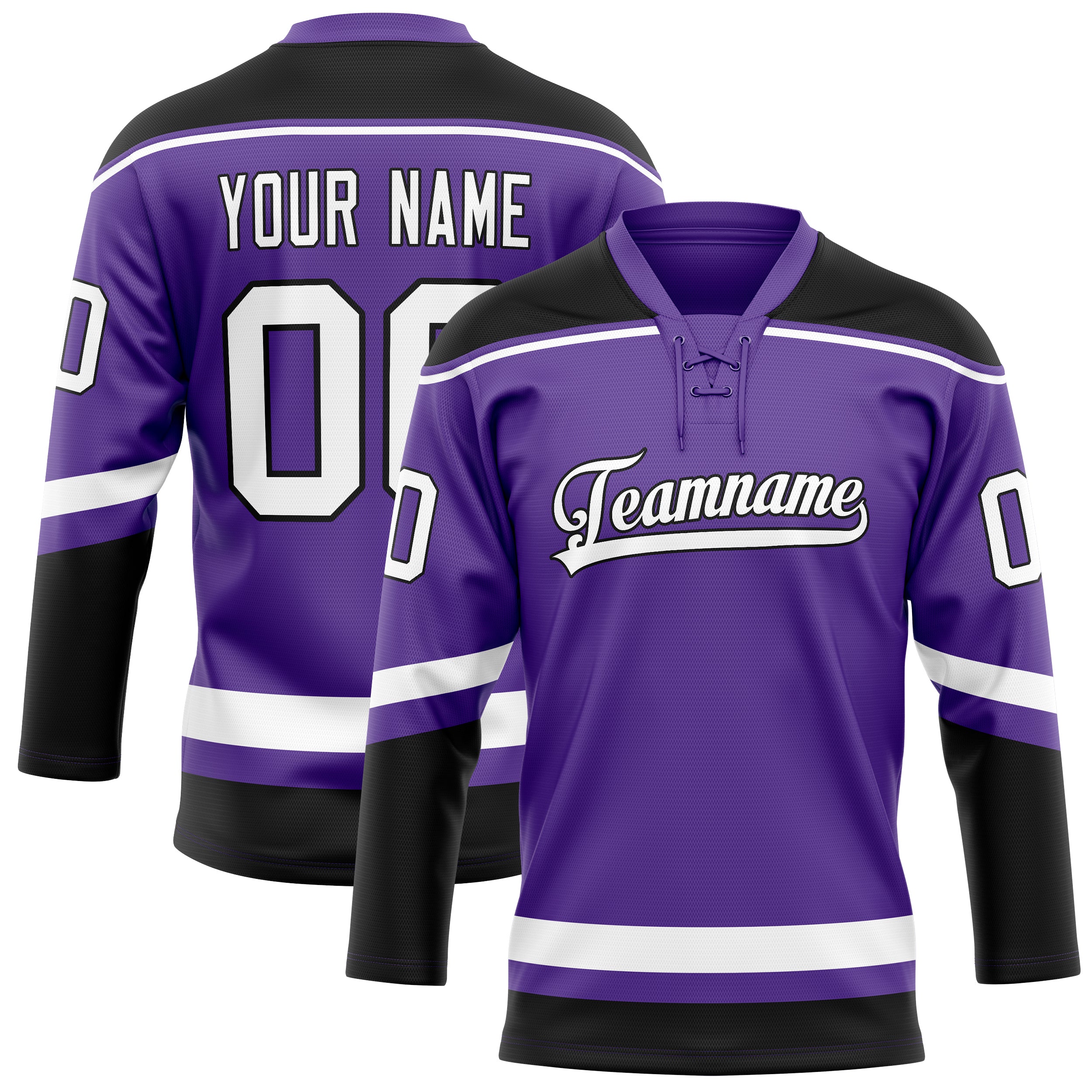 Personalized Purple & Black Solid Colour Hockey Jersey