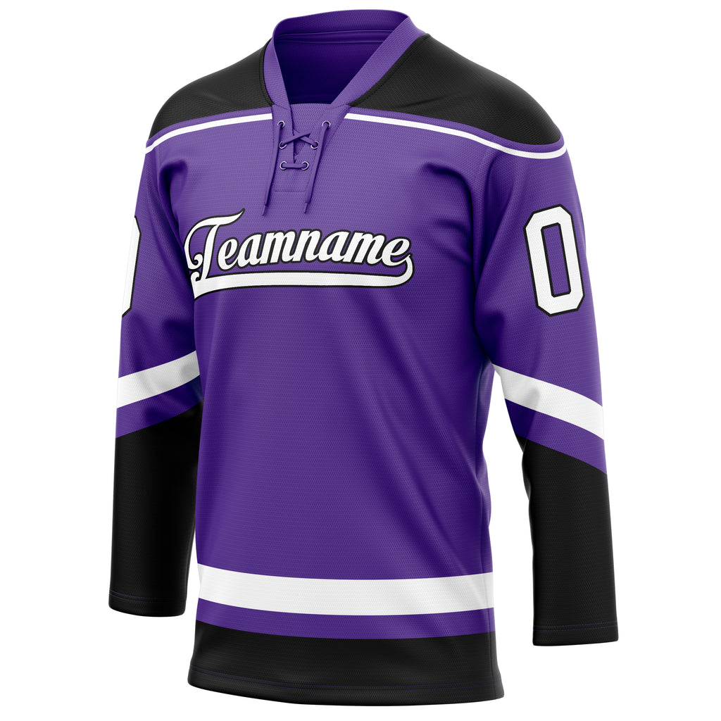 Personalized Purple & Black Solid Colour Hockey Jersey