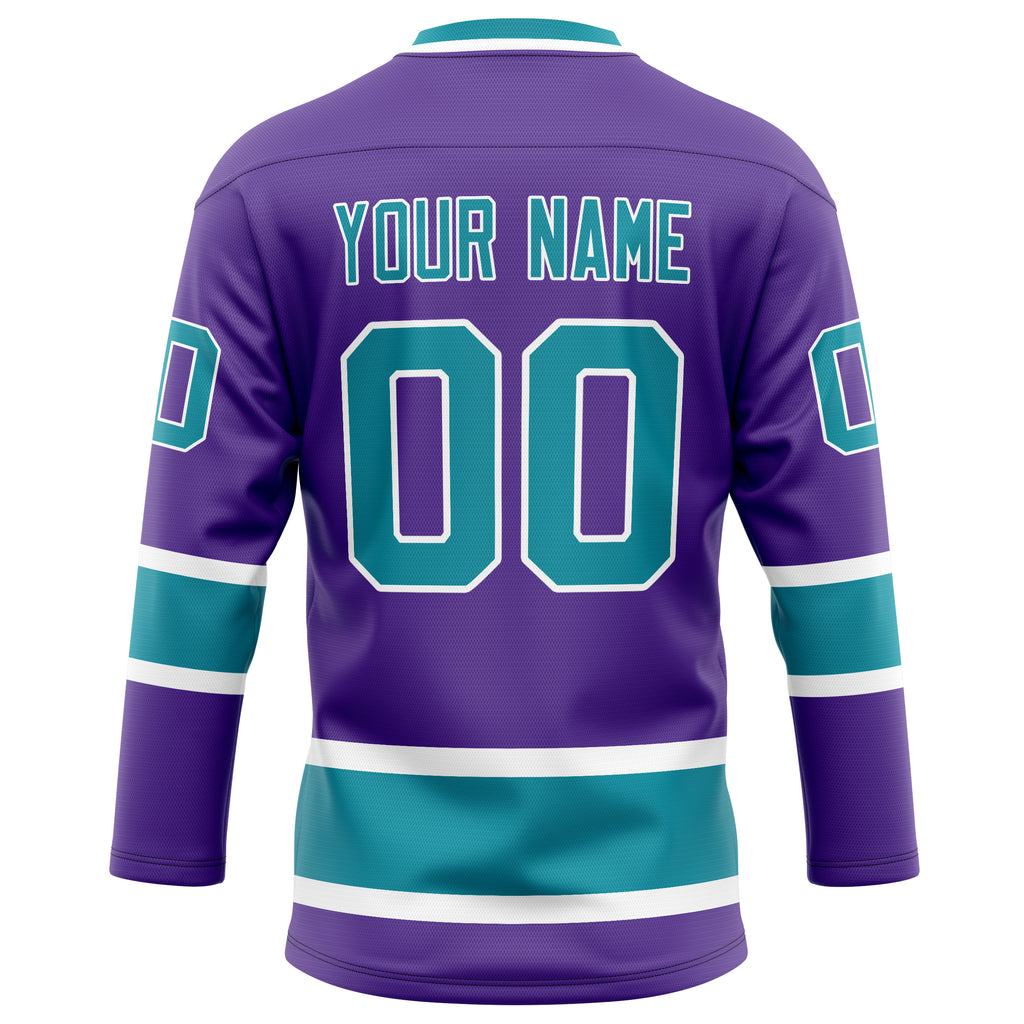 Personalized Purple & Teal Solid Colour Hockey Jersey