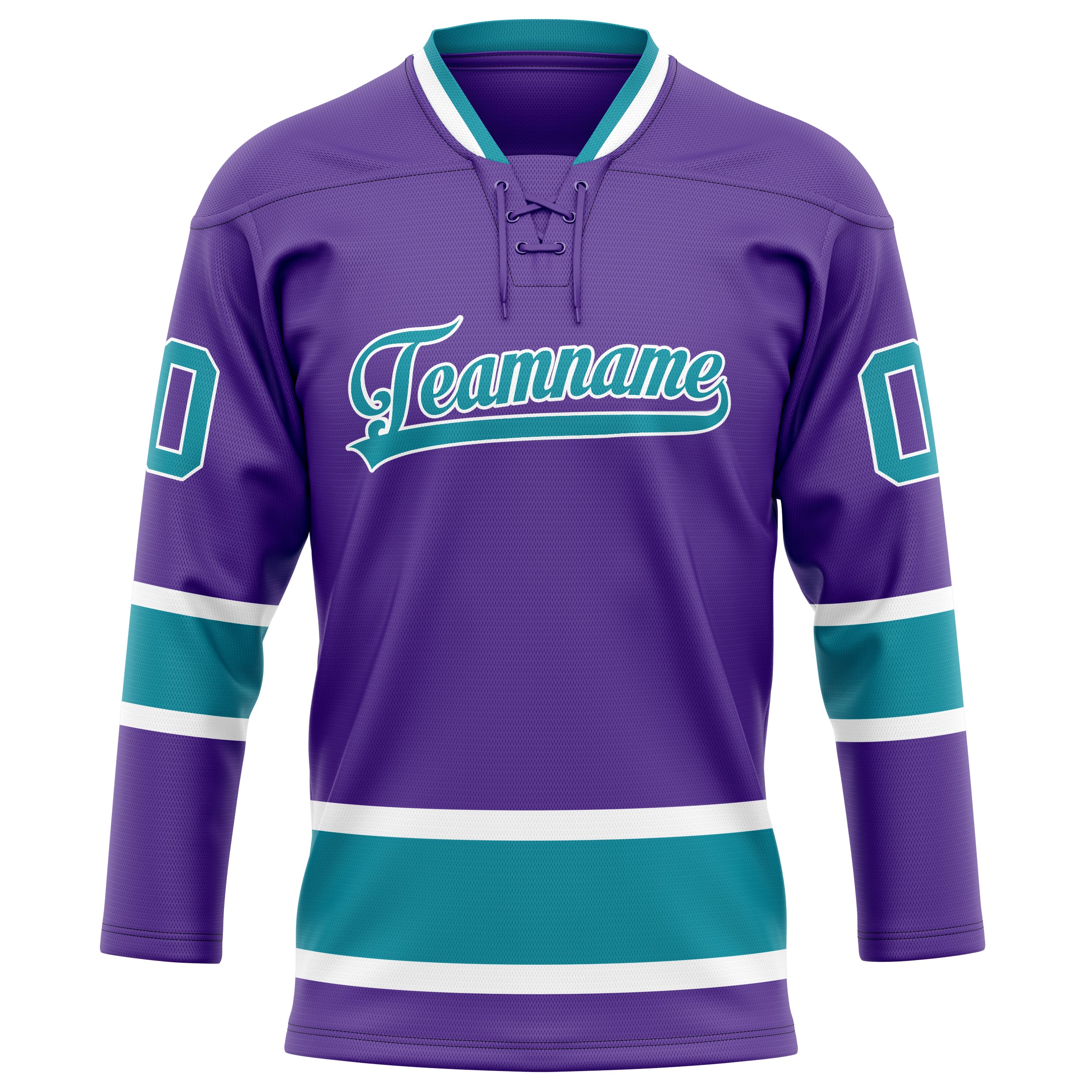 Personalized Purple & Teal Solid Colour Hockey Jersey