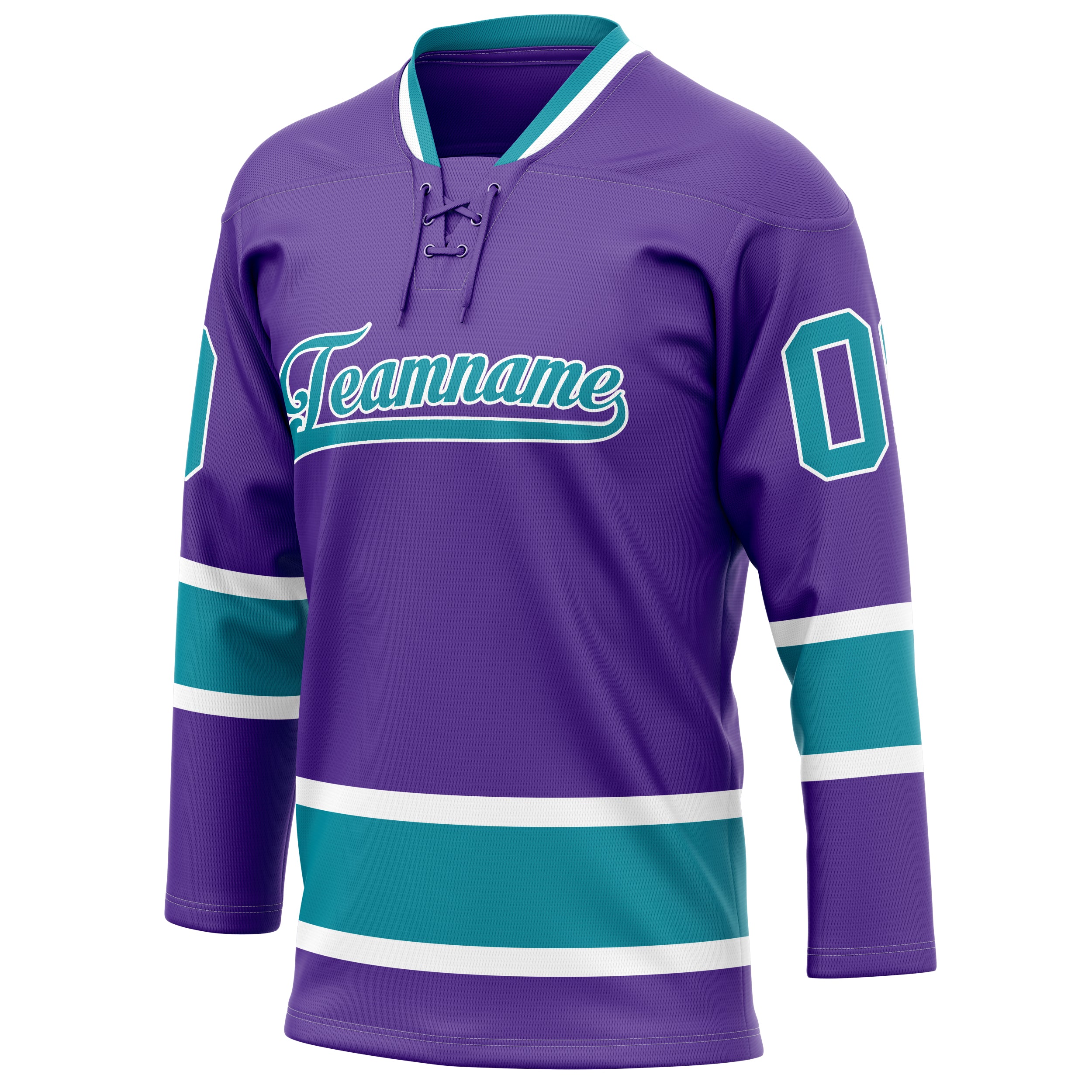 Personalized Purple & Teal Solid Colour Hockey Jersey
