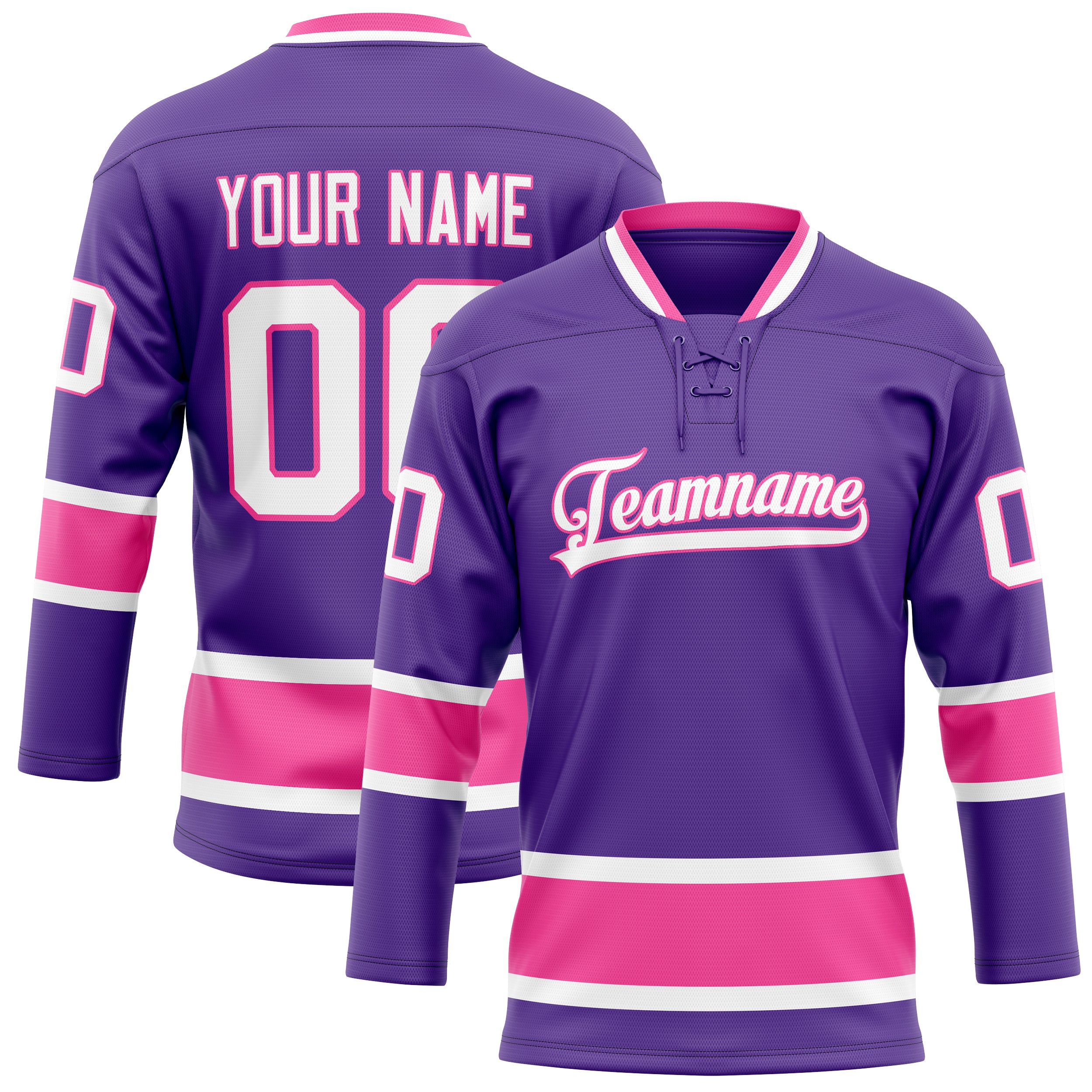 Personalized Purple & Pink Solid Colour Hockey Jersey