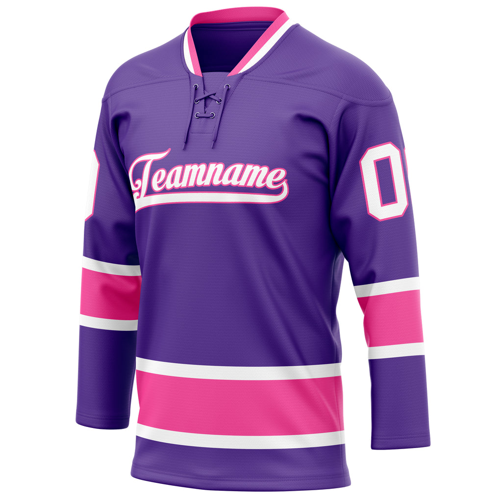 Personalized Purple & Pink Solid Colour Hockey Jersey
