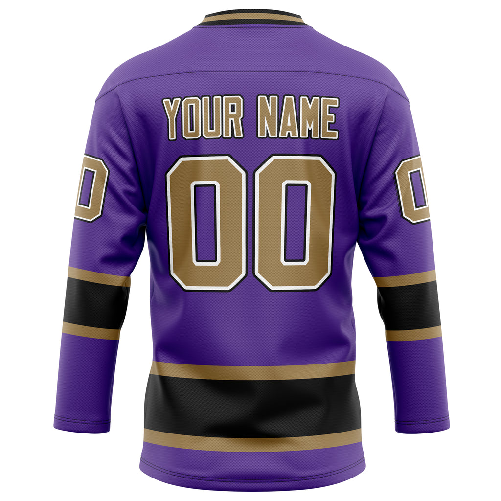 Personalized Purple & Old Gold Solid Colour Hockey Jersey