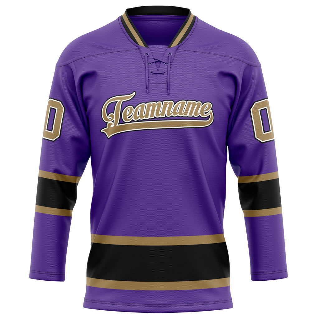 Personalized Purple & Old Gold Solid Colour Hockey Jersey