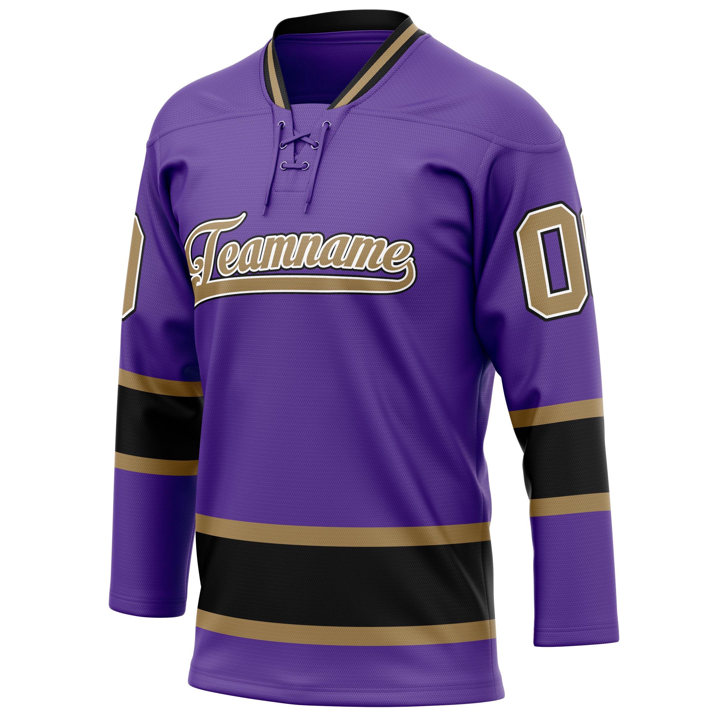 Personalized Purple & Old Gold Solid Colour Hockey Jersey