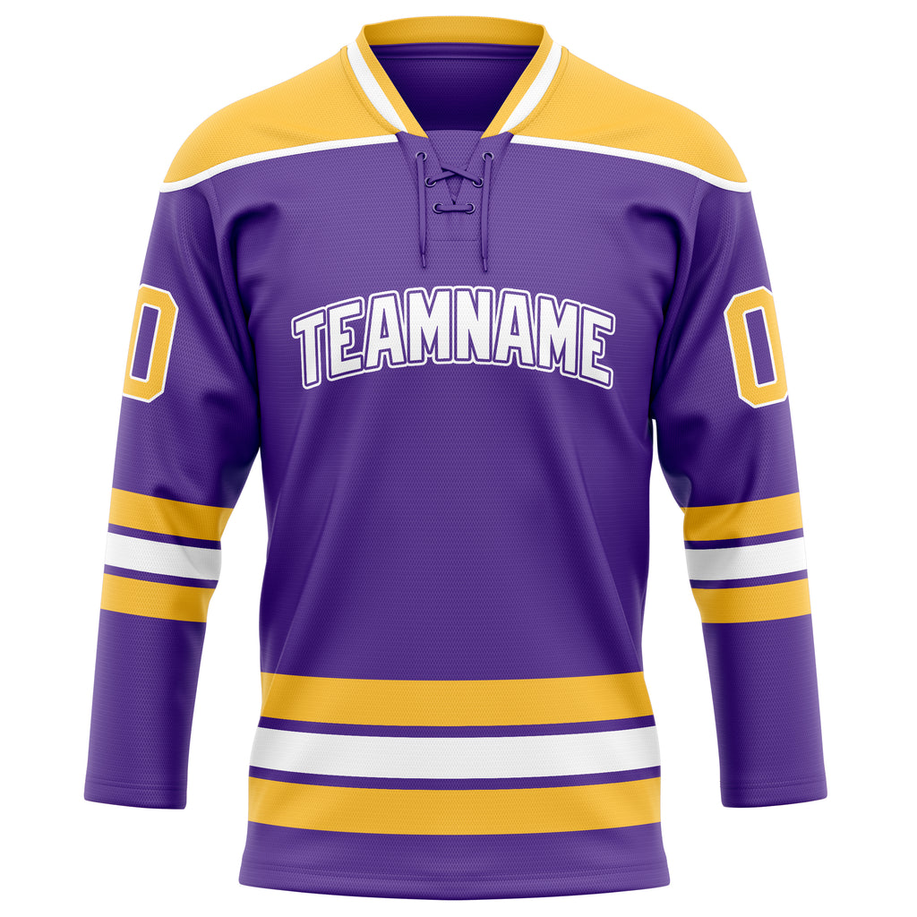 Personalized Purple & Gold Solid Colour Hockey Jersey