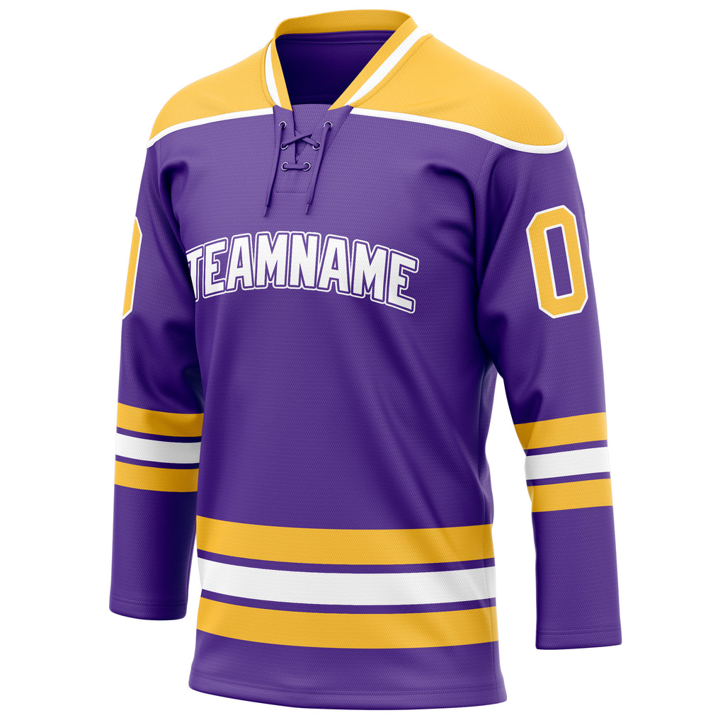 Personalized Purple & Gold Solid Colour Hockey Jersey