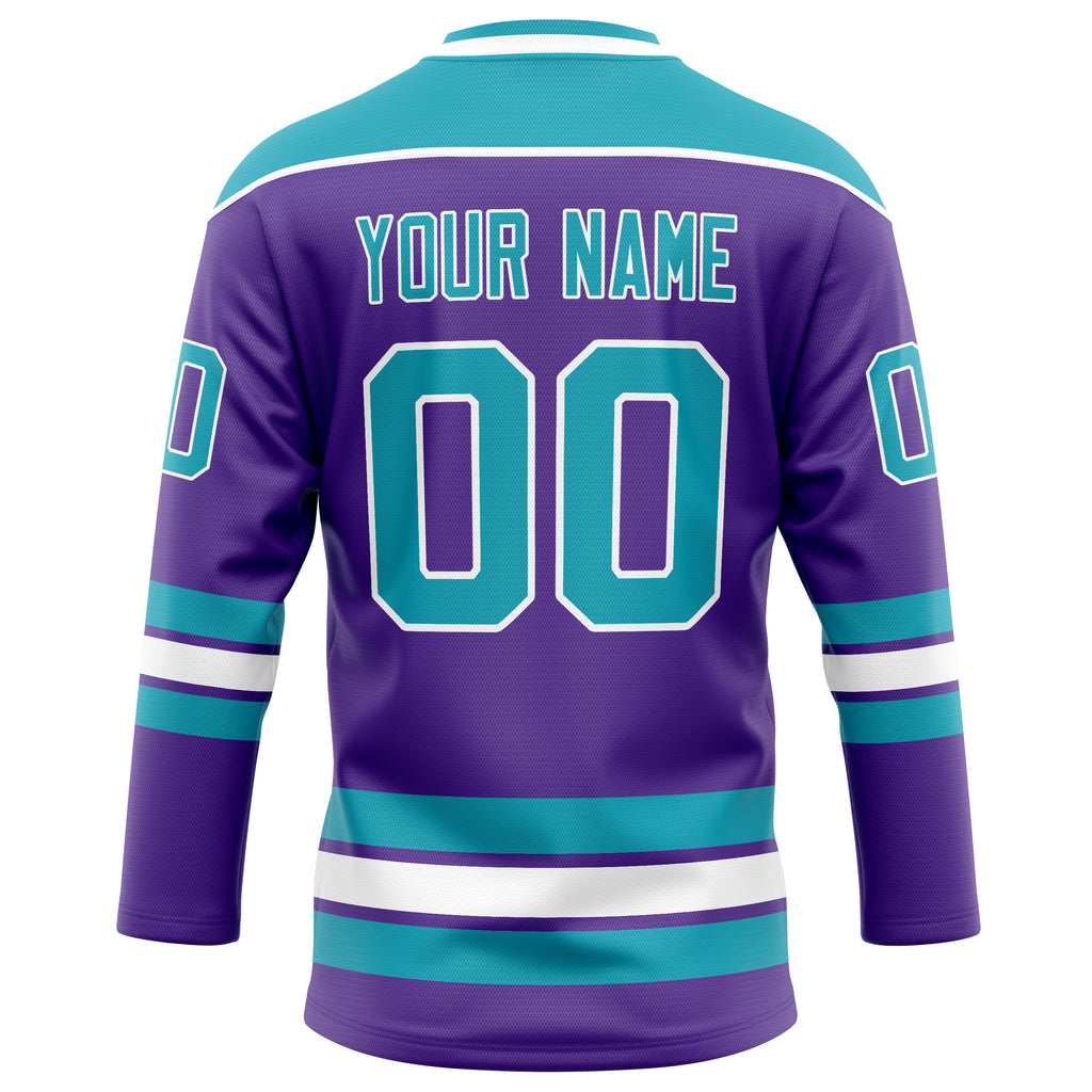 Personalized Purple & Teal Solid Colour Hockey Jersey