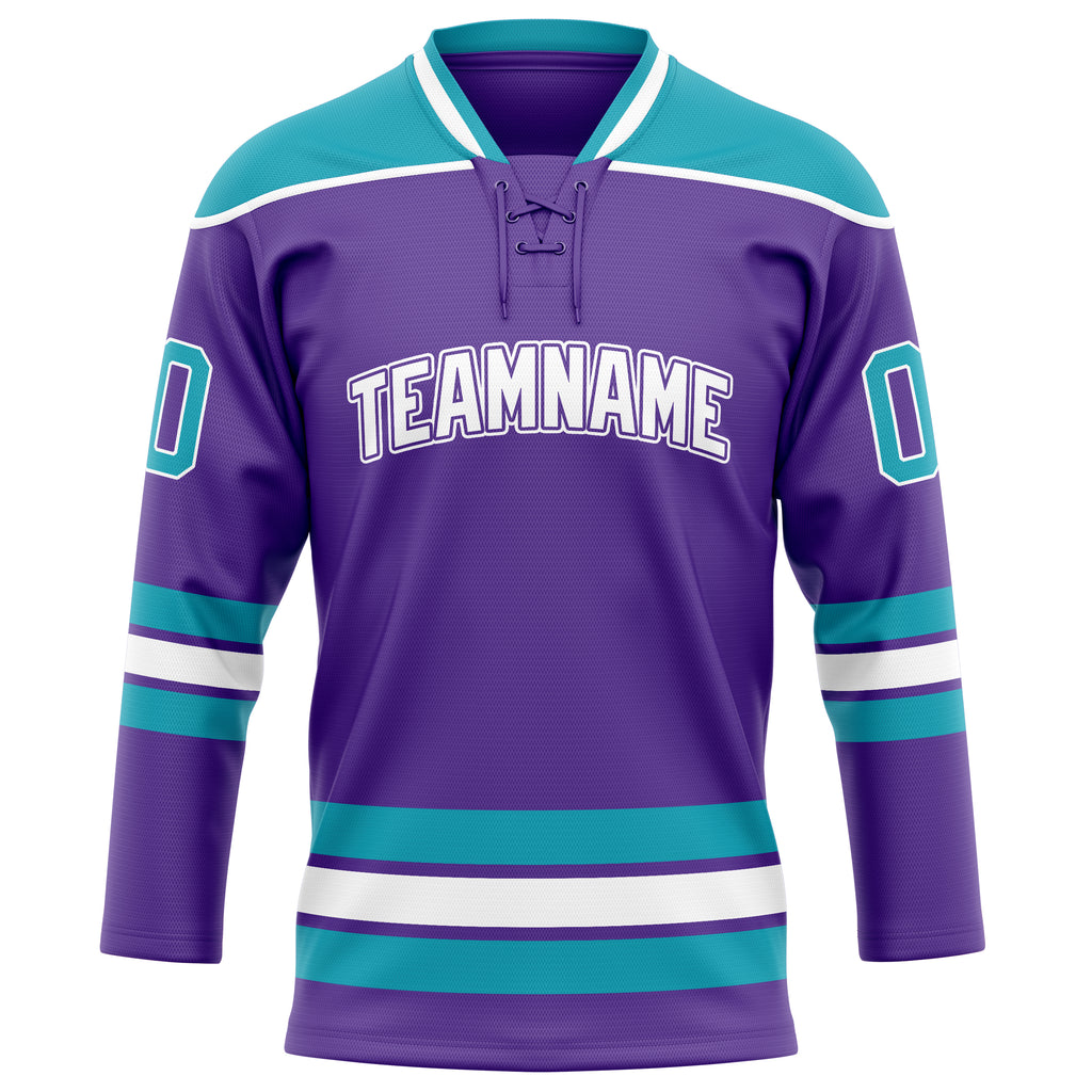 Personalized Purple & Teal Solid Colour Hockey Jersey