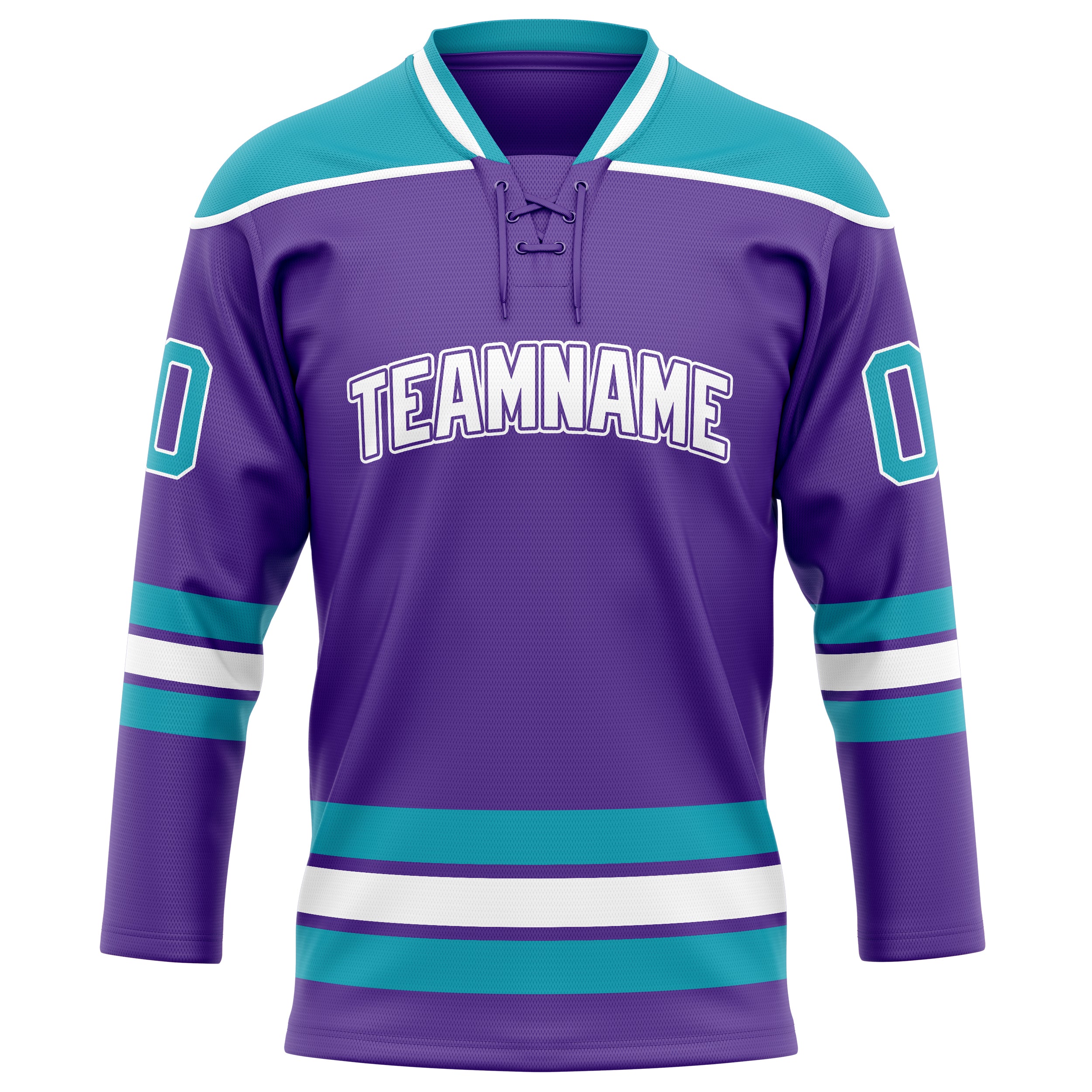 Personalized Purple & Teal Solid Colour Hockey Jersey