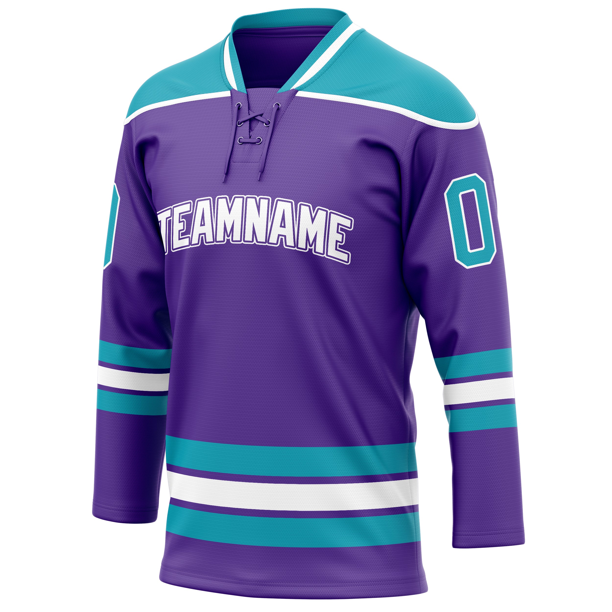 Personalized Purple & Teal Solid Colour Hockey Jersey