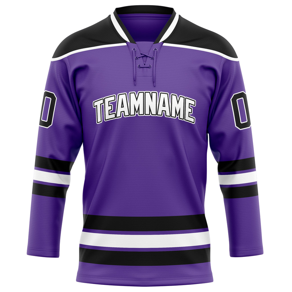 Personalized Purple & Black Solid Colour Hockey Jersey