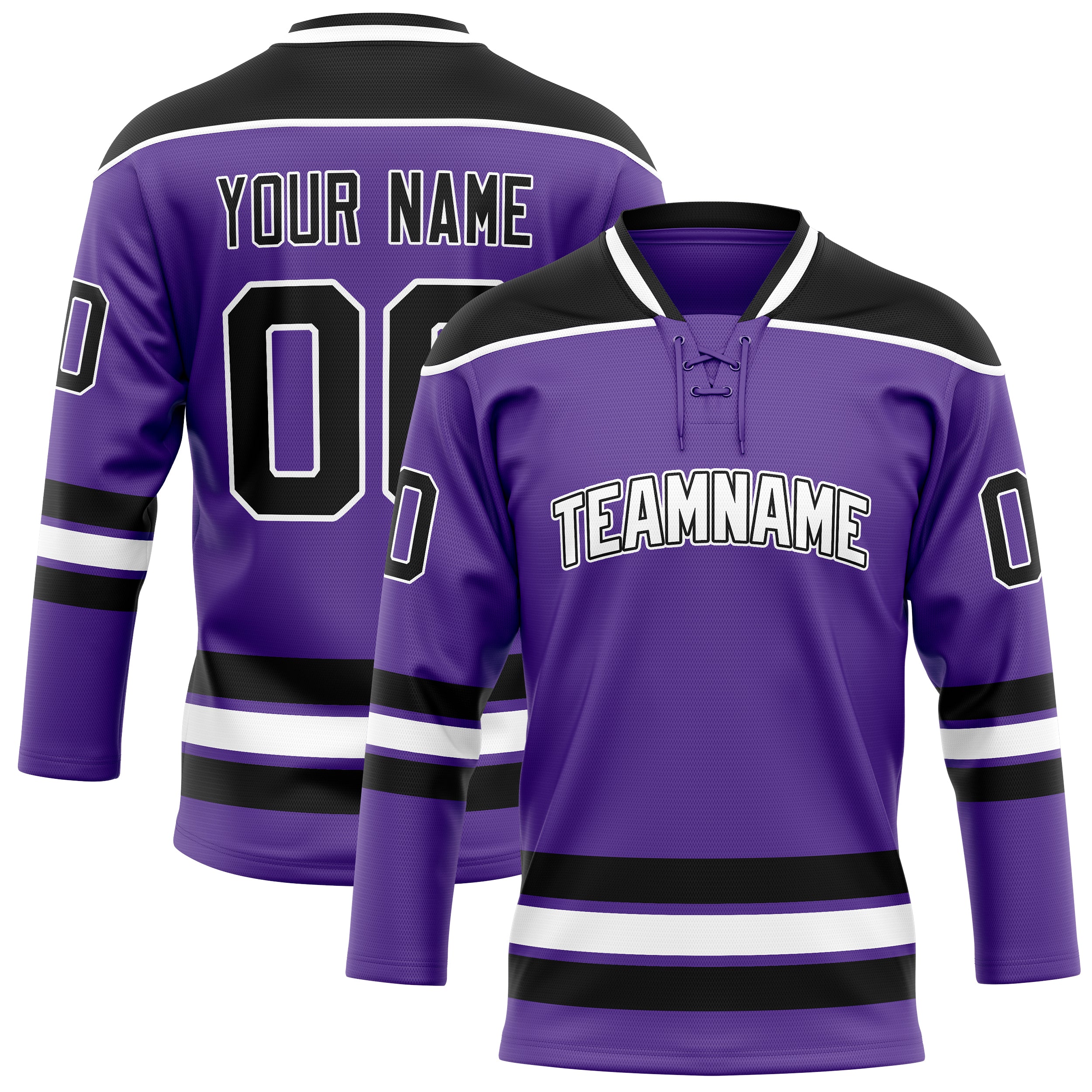 Personalized Purple & Black Solid Colour Hockey Jersey