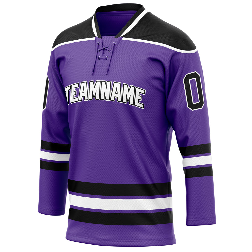 Personalized Purple & Black Solid Colour Hockey Jersey