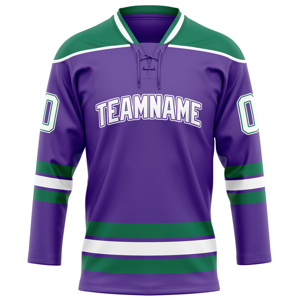 Personalized Purple & Kelly Green Solid Colour Hockey Jersey