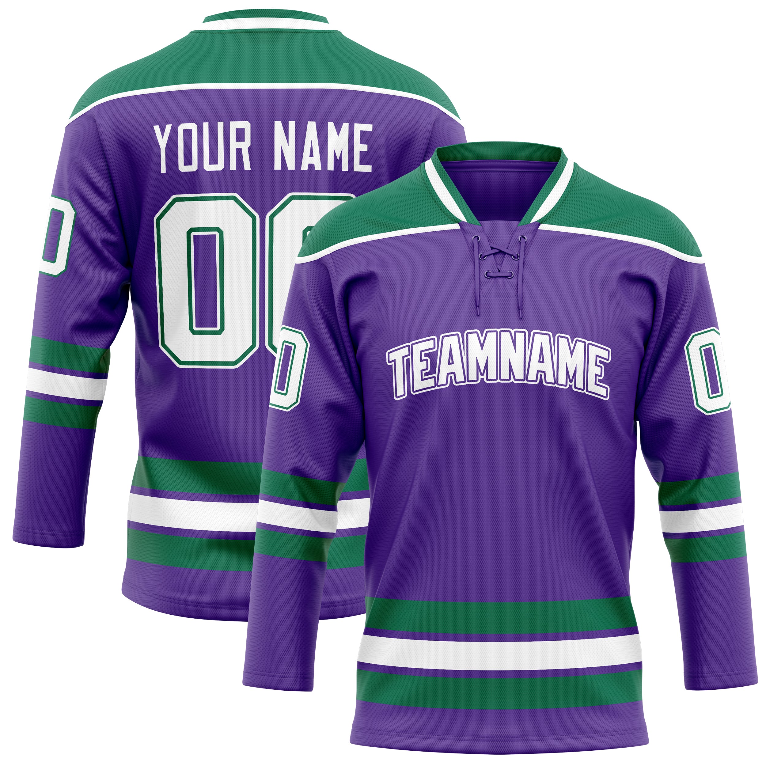 Personalized Purple & Kelly Green Solid Colour Hockey Jersey