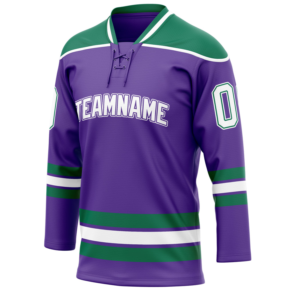 Personalized Purple & Kelly Green Solid Colour Hockey Jersey