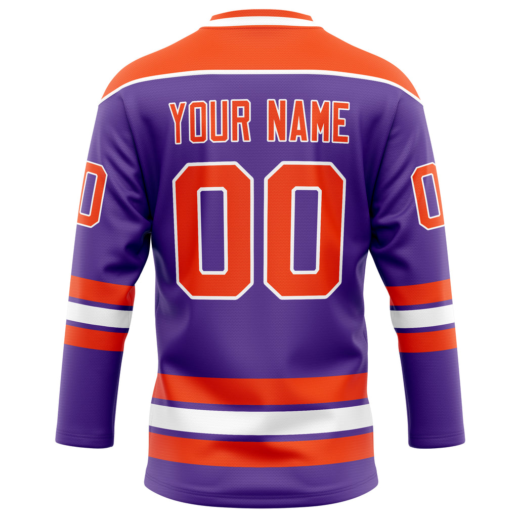 Personalized Purple & Orange Solid Colour Hockey Jersey