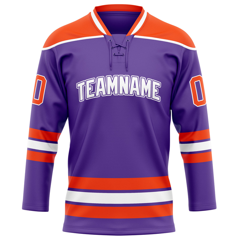 Personalized Purple & Orange Solid Colour Hockey Jersey