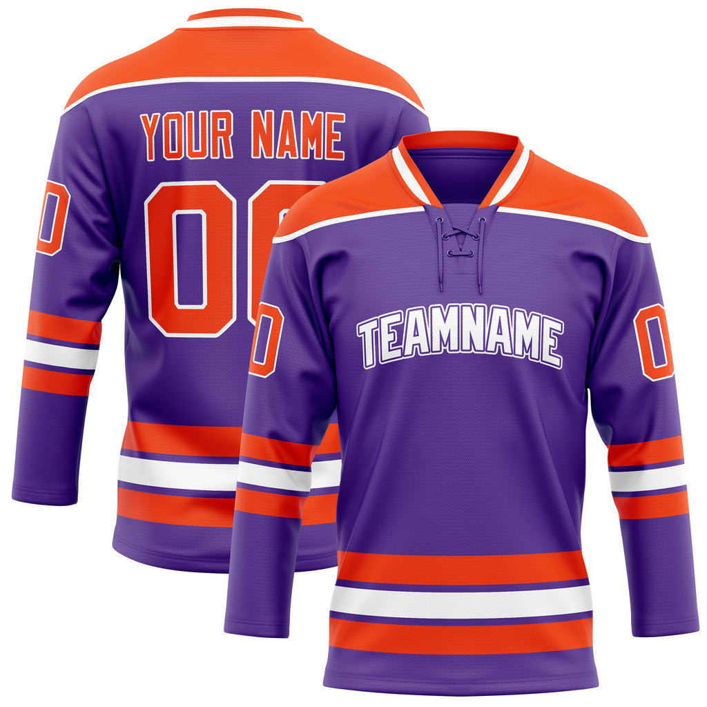 Personalized Purple & Orange Solid Colour Hockey Jersey