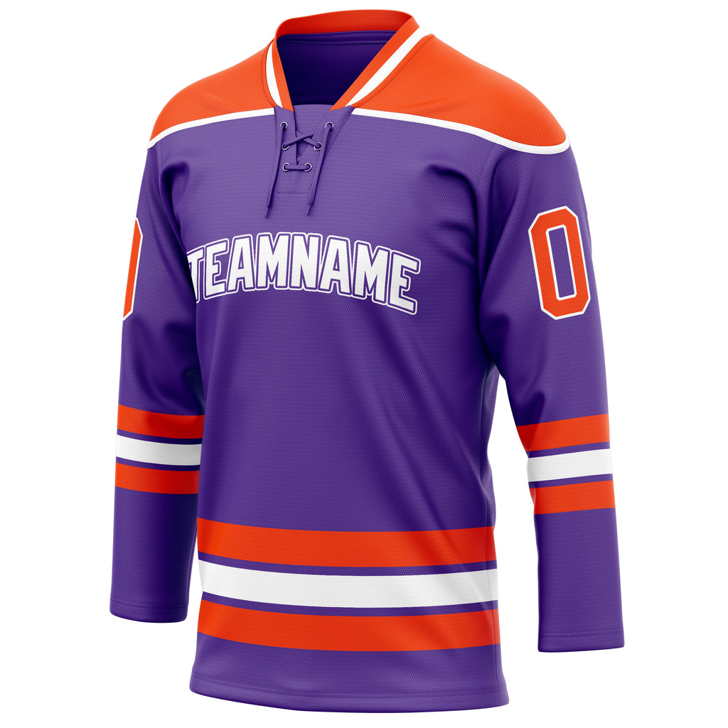 Personalized Purple & Orange Solid Colour Hockey Jersey