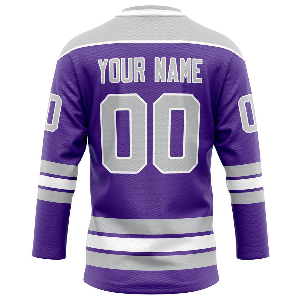Personalized Purple & Gray Solid Colour Hockey Jersey