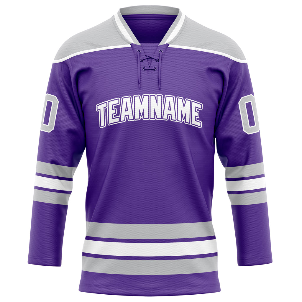 Personalized Purple & Gray Solid Colour Hockey Jersey