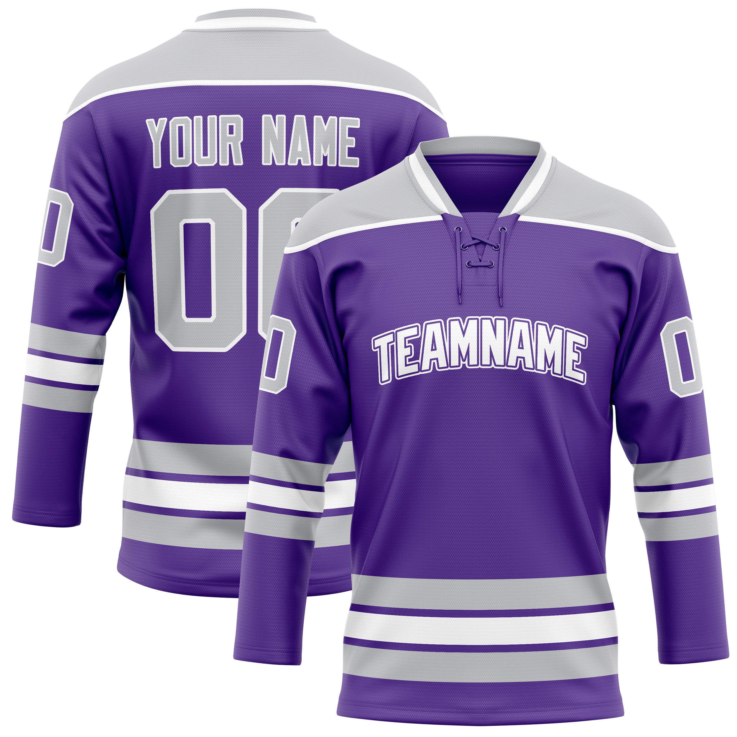 Personalized Purple & Gray Solid Colour Hockey Jersey