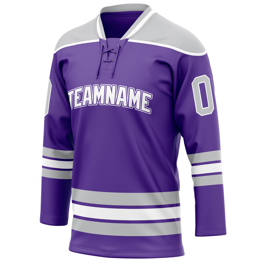 Personalized Purple & Gray Solid Colour Hockey Jersey