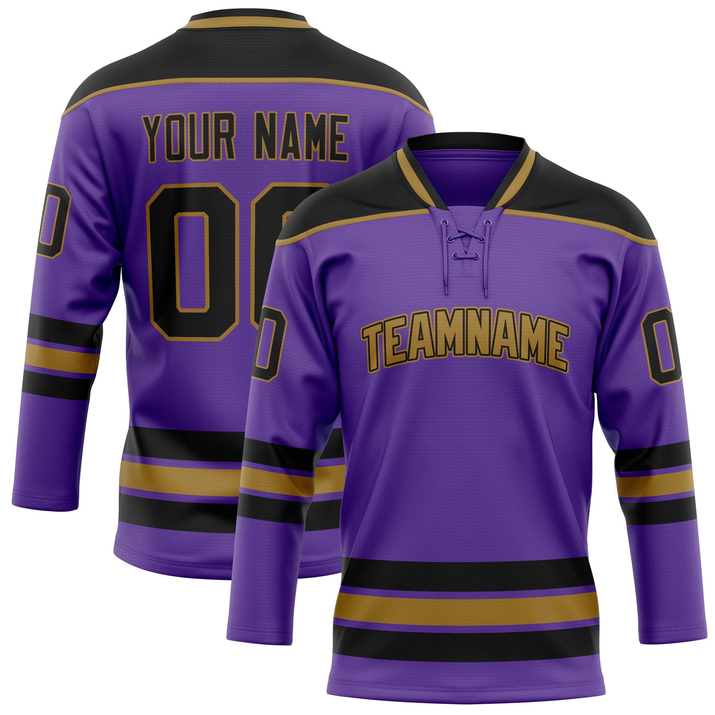 Personalized Purple & Black Solid Colour Hockey Jersey