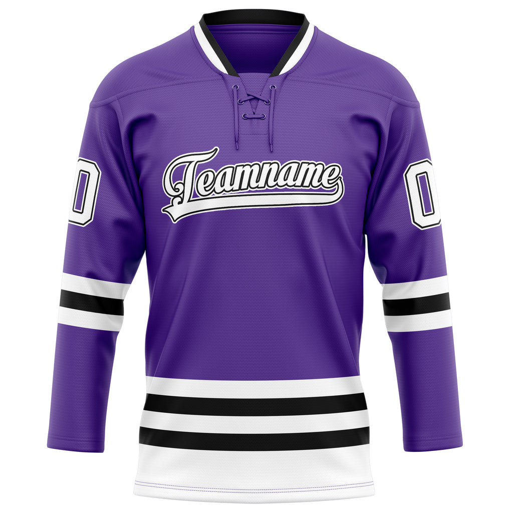 Personalized Purple & Black Solid Colour Hockey Jersey