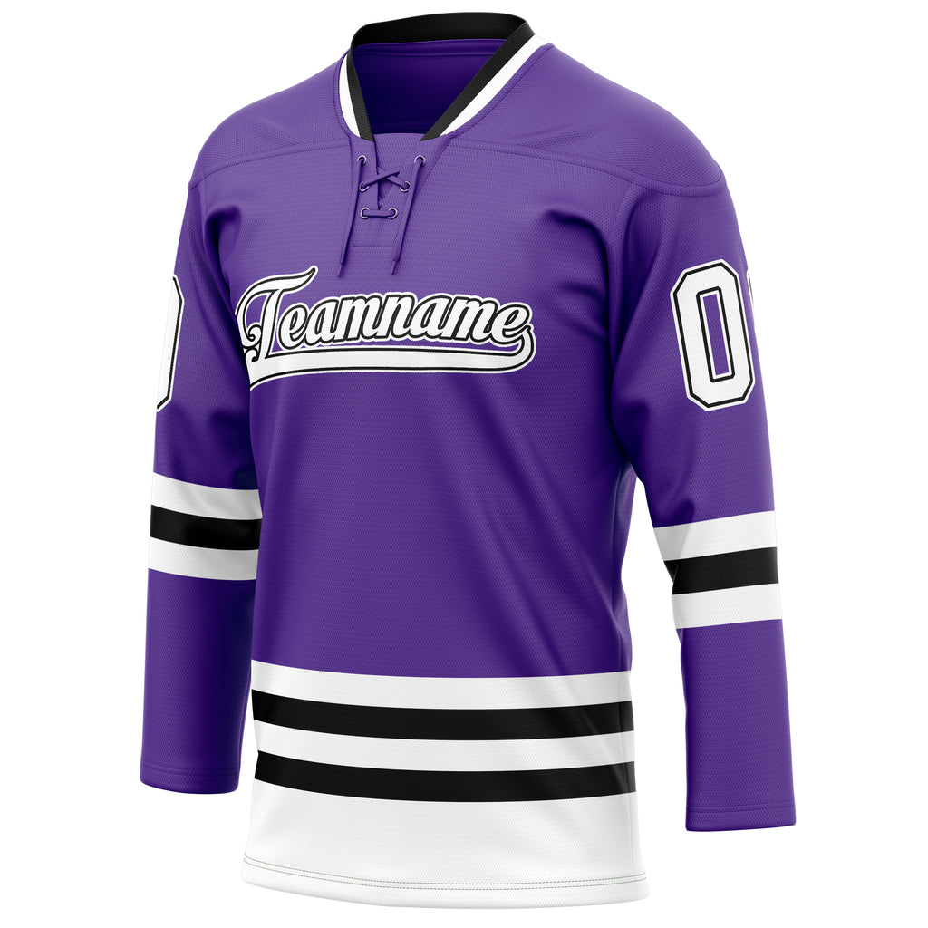 Personalized Purple & Black Solid Colour Hockey Jersey