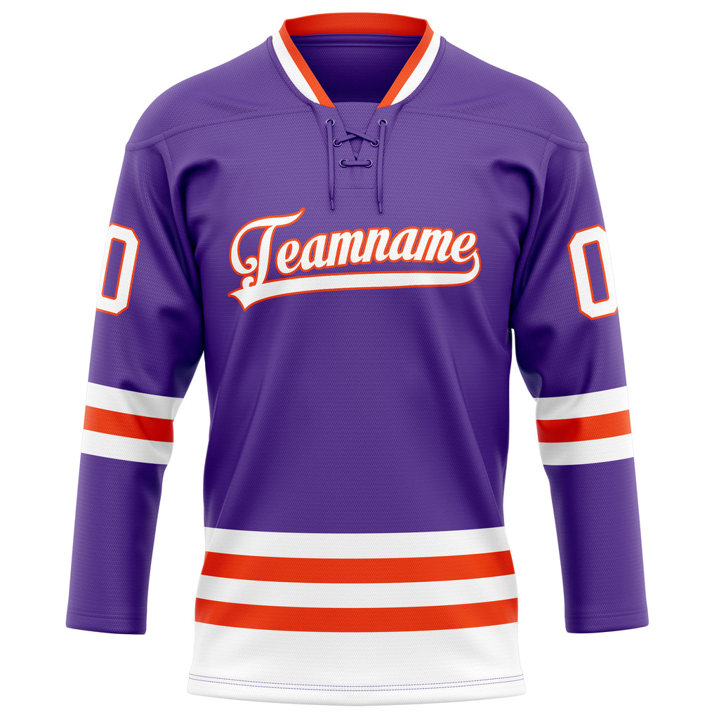 Personalized Purple & Orange Solid Colour Hockey Jersey