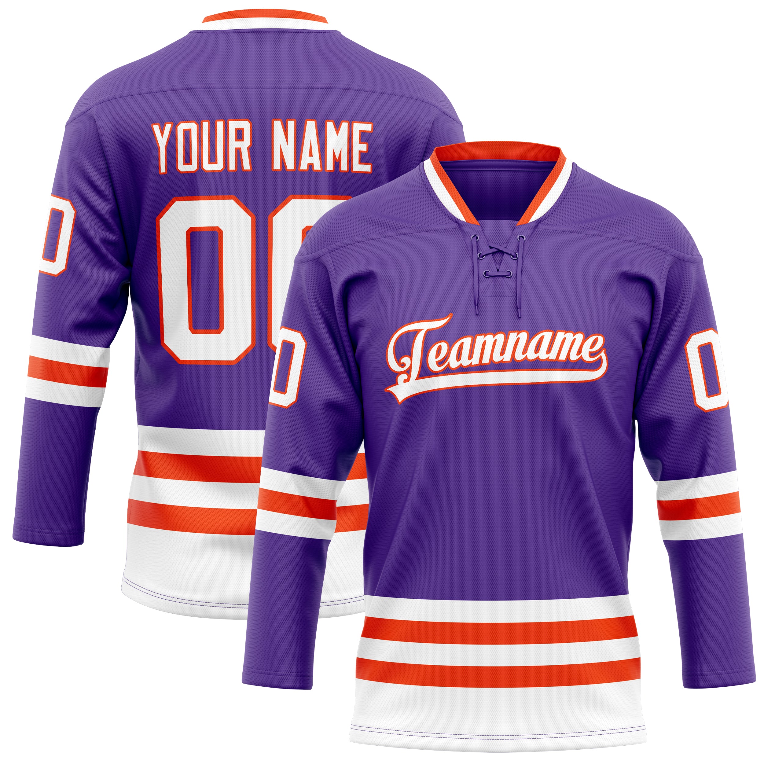 Personalized Purple & Orange Solid Colour Hockey Jersey