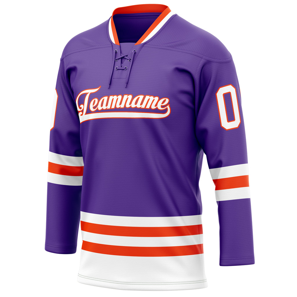 Personalized Purple & Orange Solid Colour Hockey Jersey