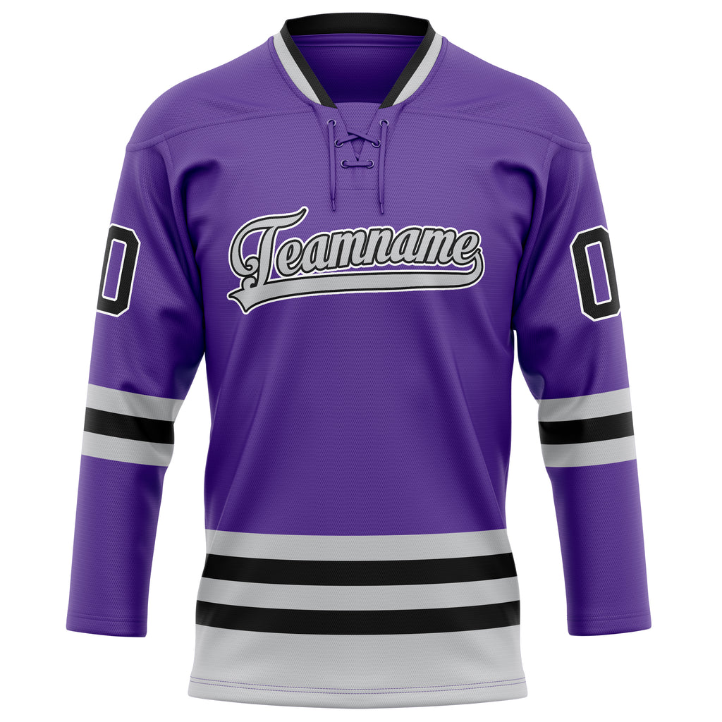 Personalized Purple & Gray Solid Colour Hockey Jersey