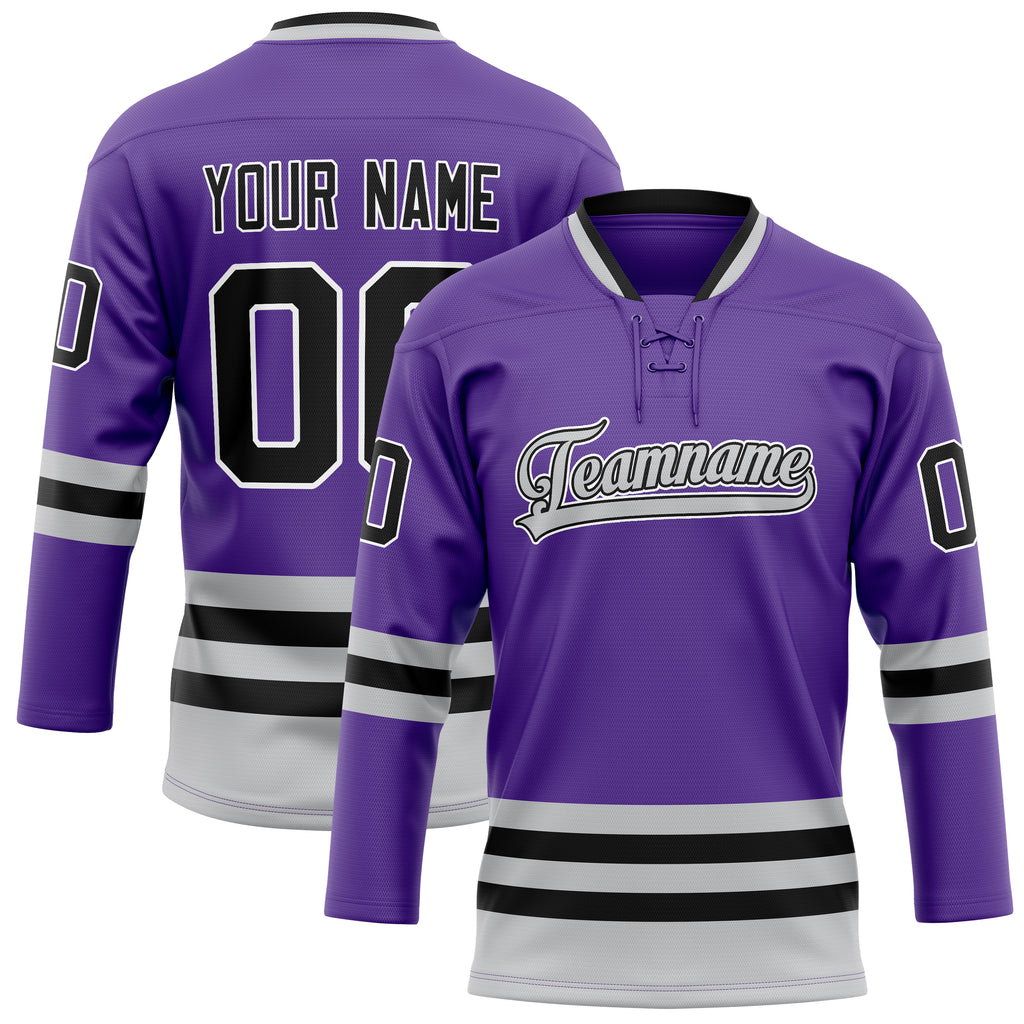 Personalized Purple & Gray Solid Colour Hockey Jersey