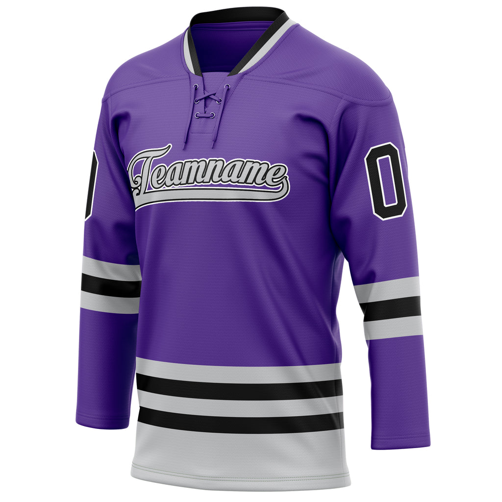 Personalized Purple & Gray Solid Colour Hockey Jersey