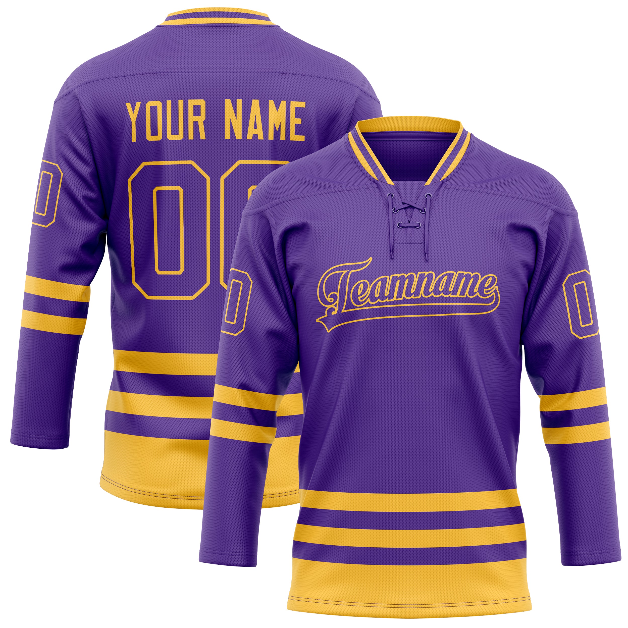 Personalized Purple & Gold Solid Colour Hockey Jersey