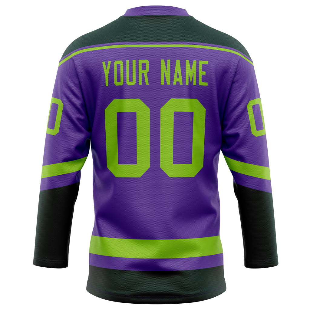 Personalized Purple & Neon Green Solid Colour Hockey Jersey