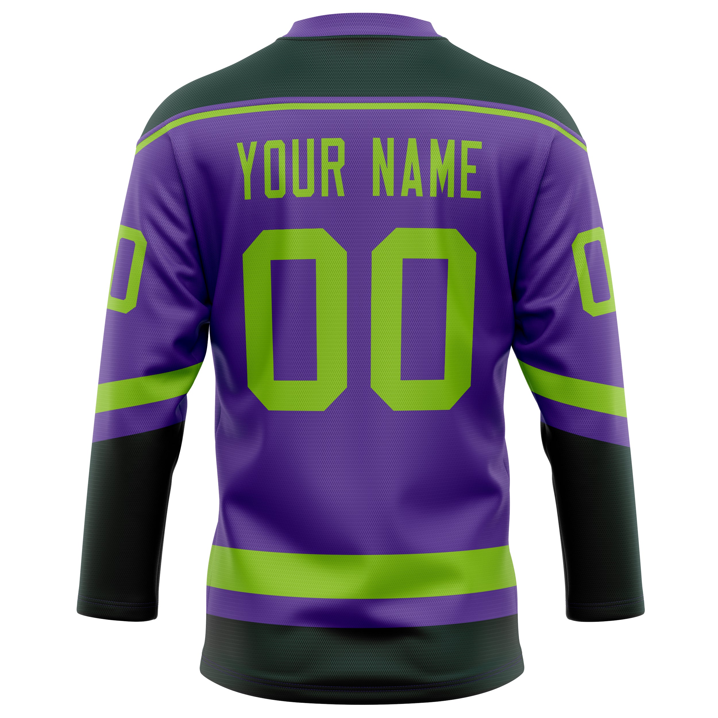 Personalized Purple & Neon Green Solid Colour Hockey Jersey