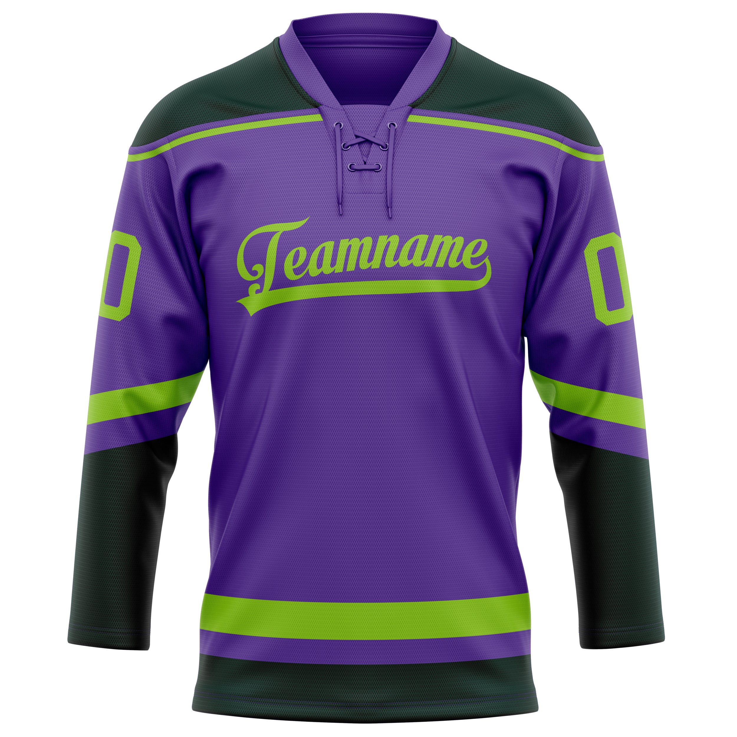 Personalized Purple & Neon Green Solid Colour Hockey Jersey