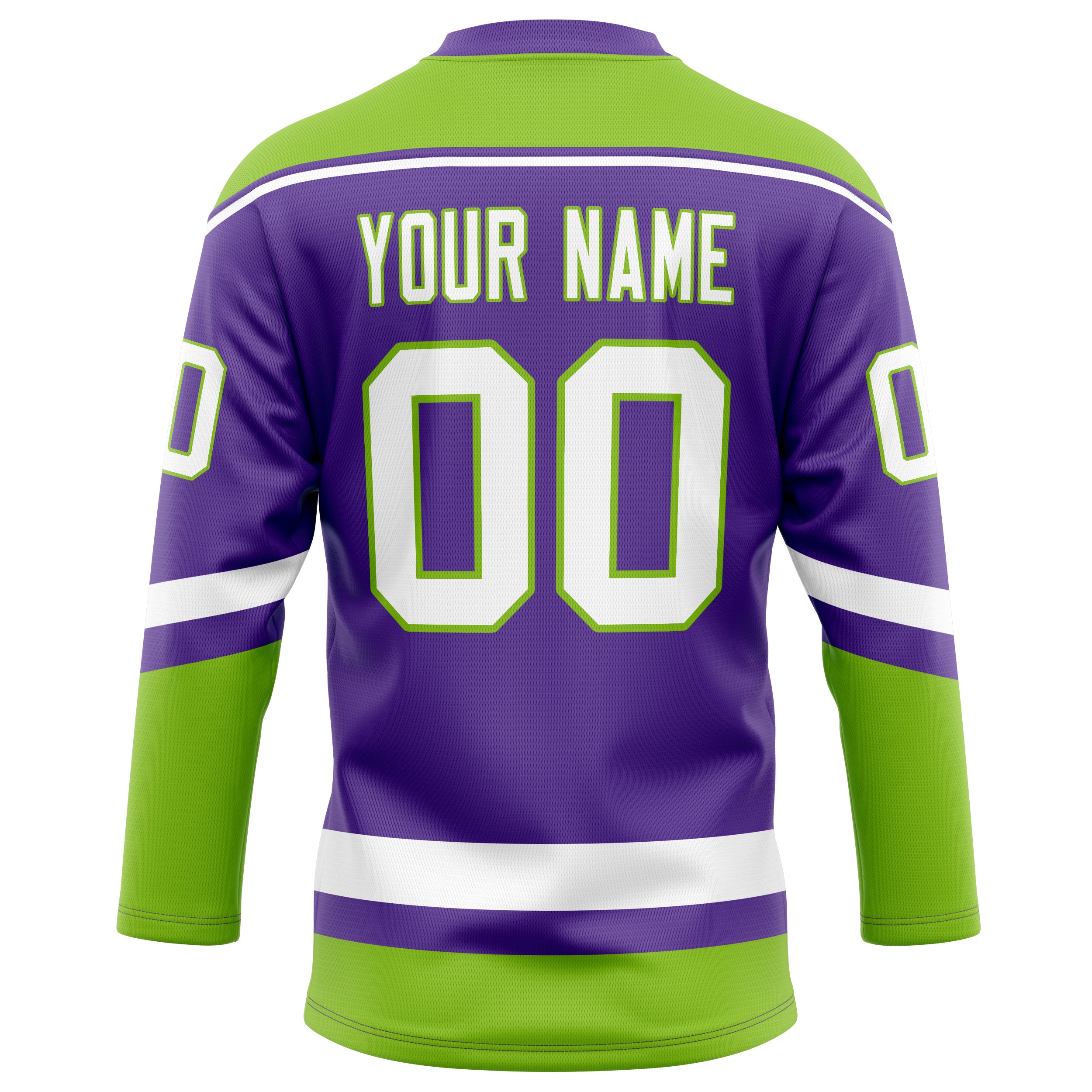 Personalized Purple & Neon Green Solid Colour Hockey Jersey