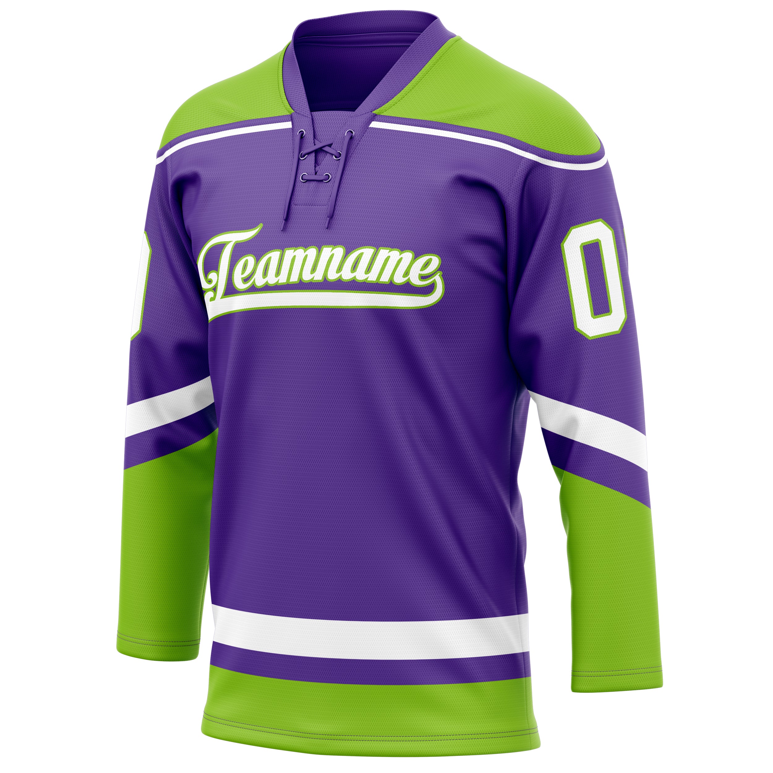 Personalized Purple & Neon Green Solid Colour Hockey Jersey