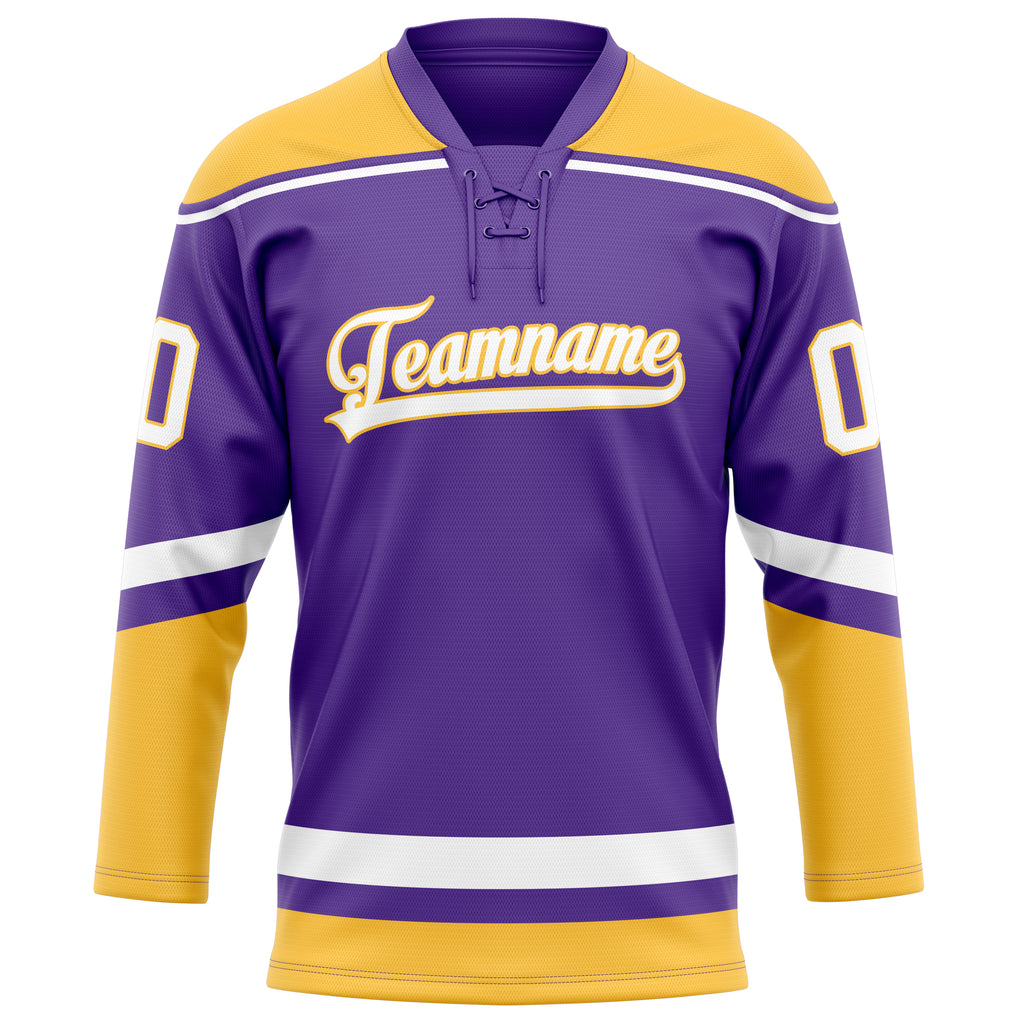 Personalized Purple & Gold Solid Colour Hockey Jersey