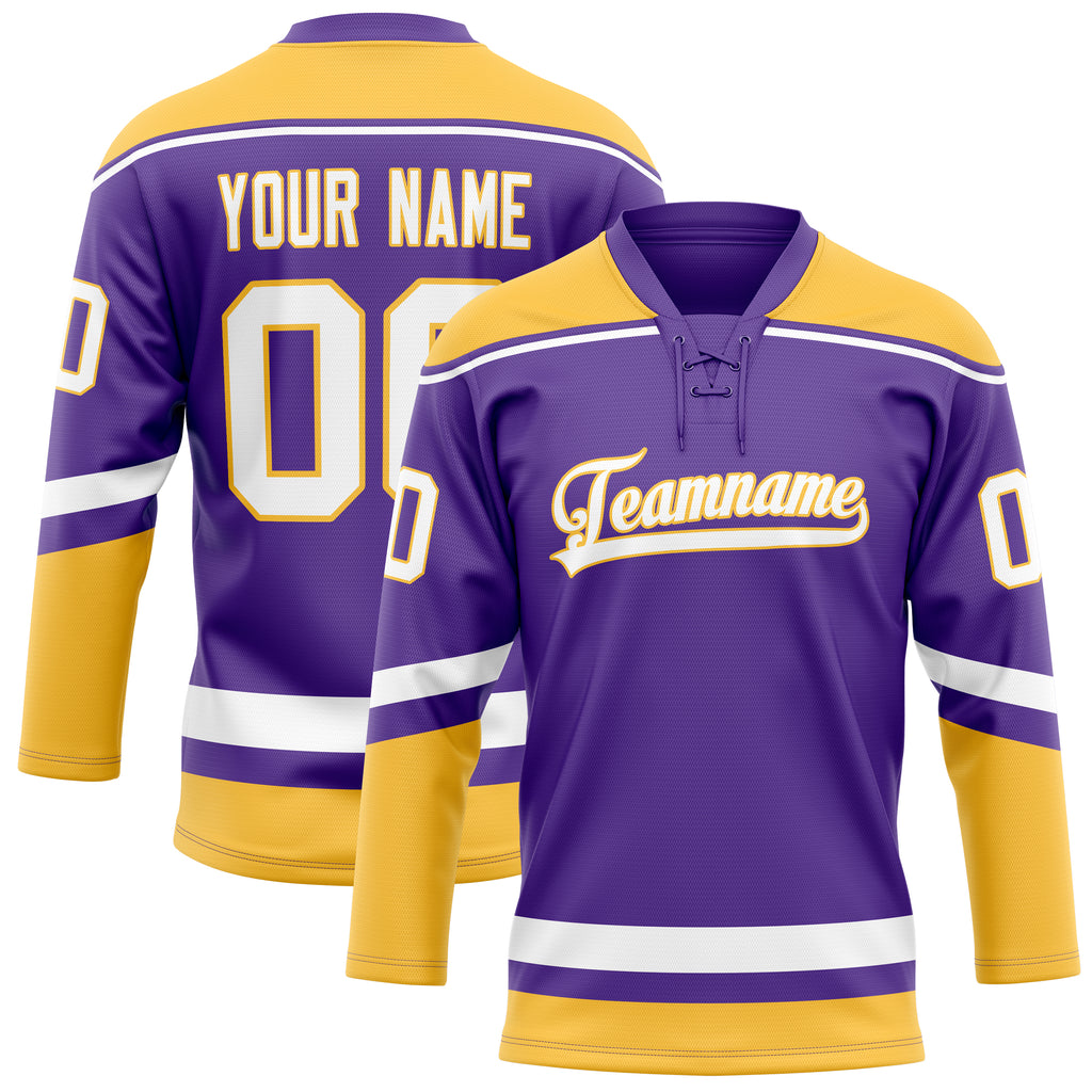 Personalized Purple & Gold Solid Colour Hockey Jersey