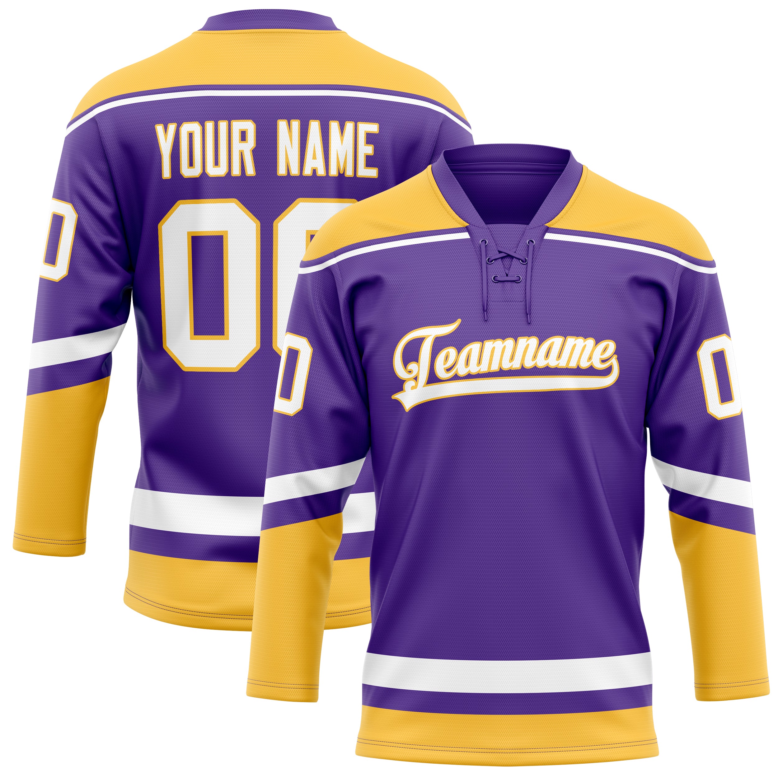 Personalized Purple & Gold Solid Colour Hockey Jersey