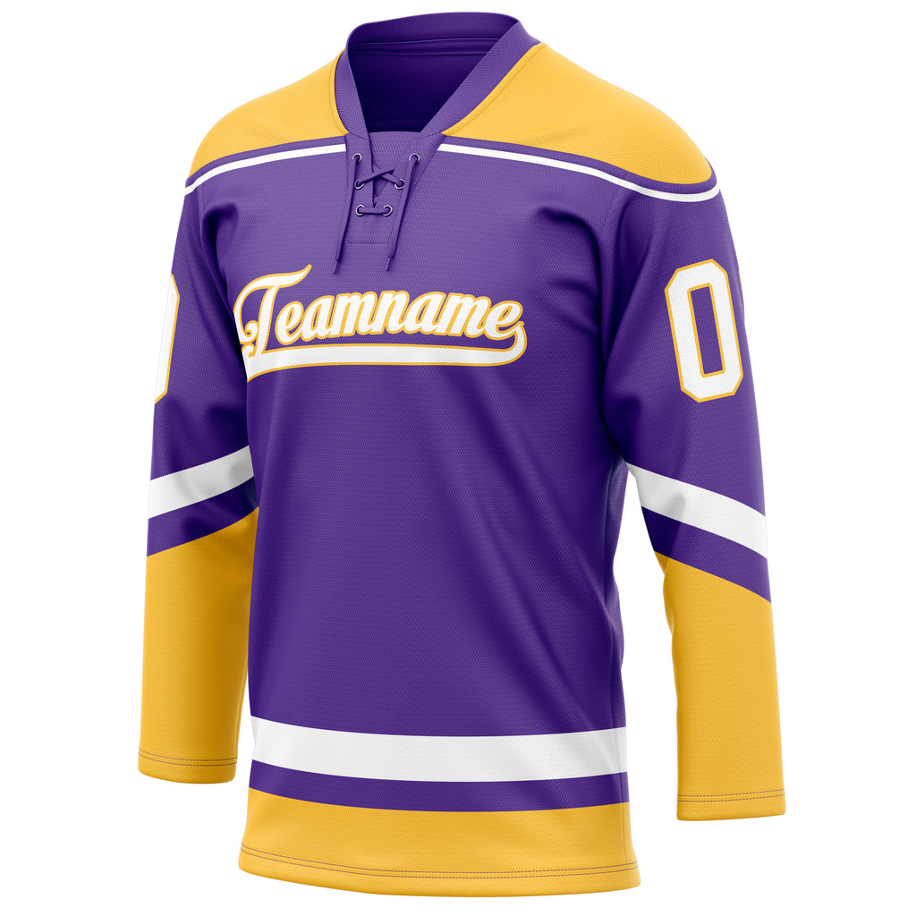 Personalized Purple & Gold Solid Colour Hockey Jersey
