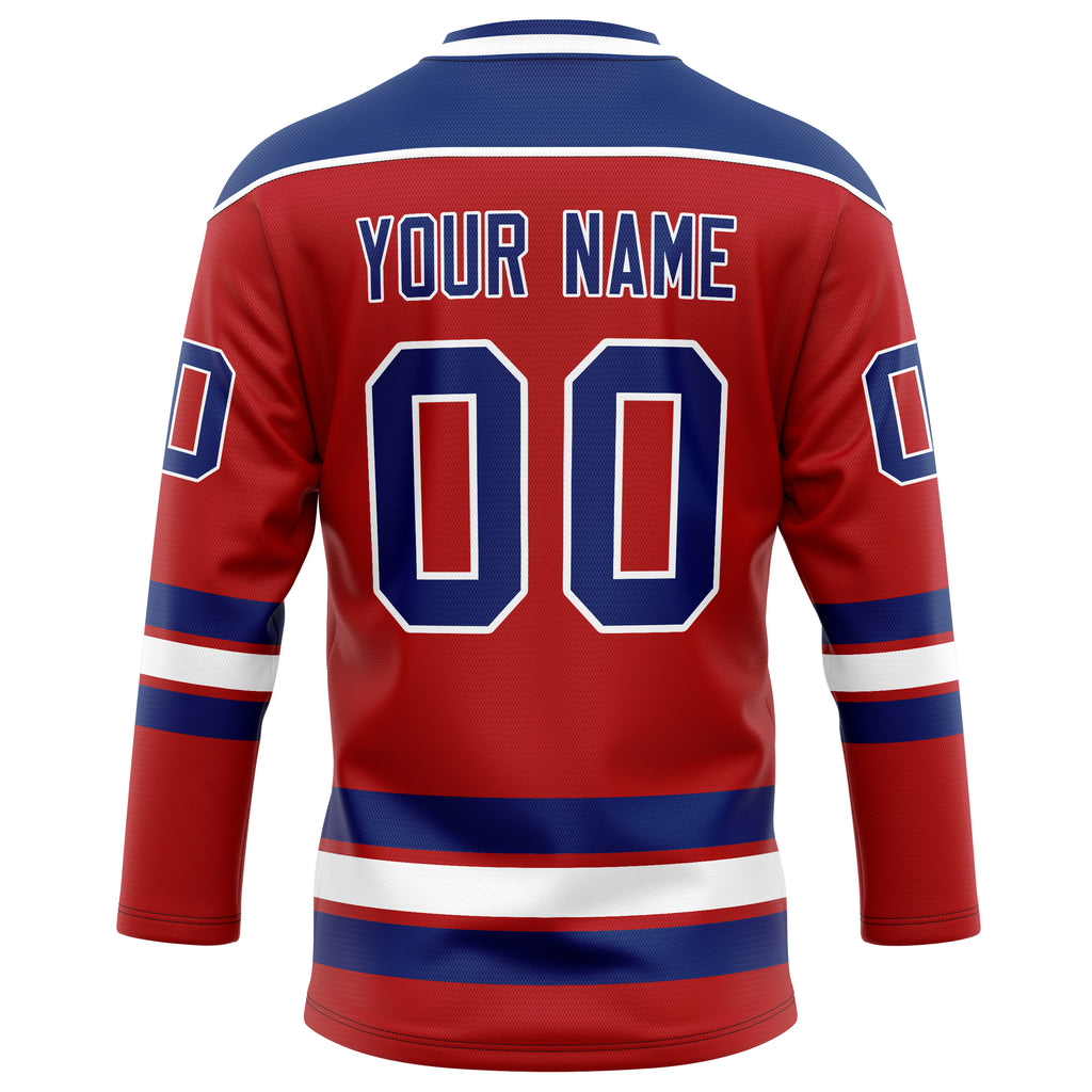 Personalized Red & Royal Solid Colour Hockey Jersey
